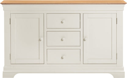 Bordeaux 2 Door 3 Drawer Sideboard – Ivory/Oak & Pebble Grey/Oak Finish