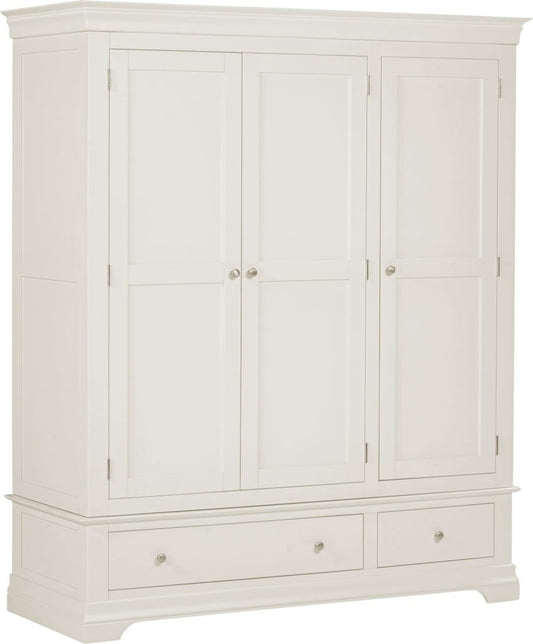 Bordeaux 3 Door Wardrobe – Ivory or Pebble Grey Finish