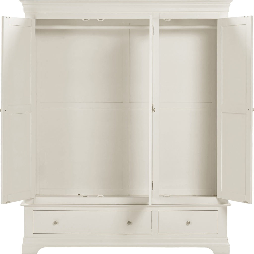Bordeaux 3 Door Wardrobe – Ivory or Pebble Grey Finish
