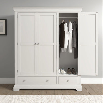 Bordeaux 3 Door Wardrobe – Ivory or Pebble Grey Finish