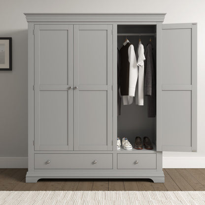 Bordeaux 3 Door Wardrobe – Ivory or Pebble Grey Finish