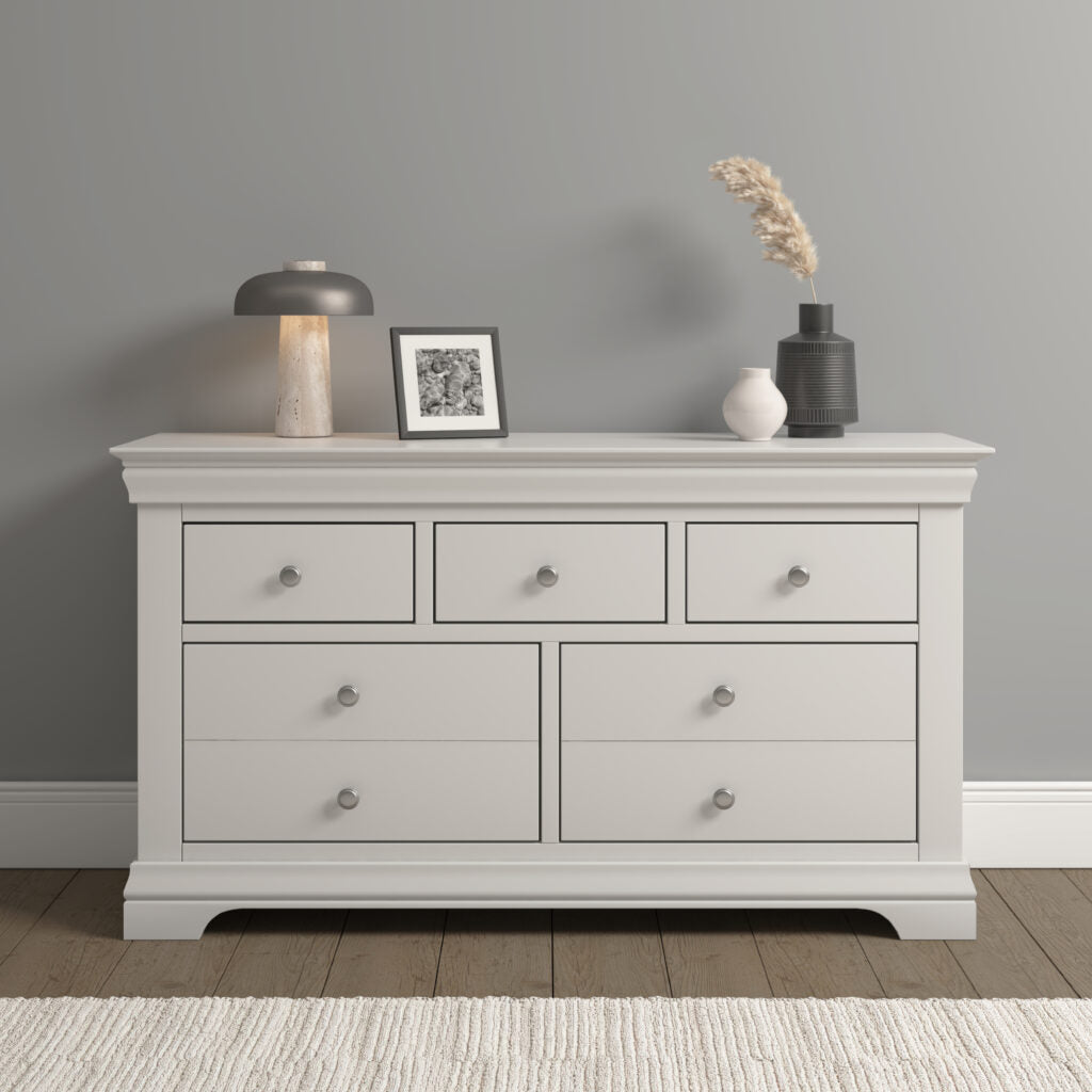 Bordeaux 3+2 Drawer Chest – Ivory / Pebble Grey Finish