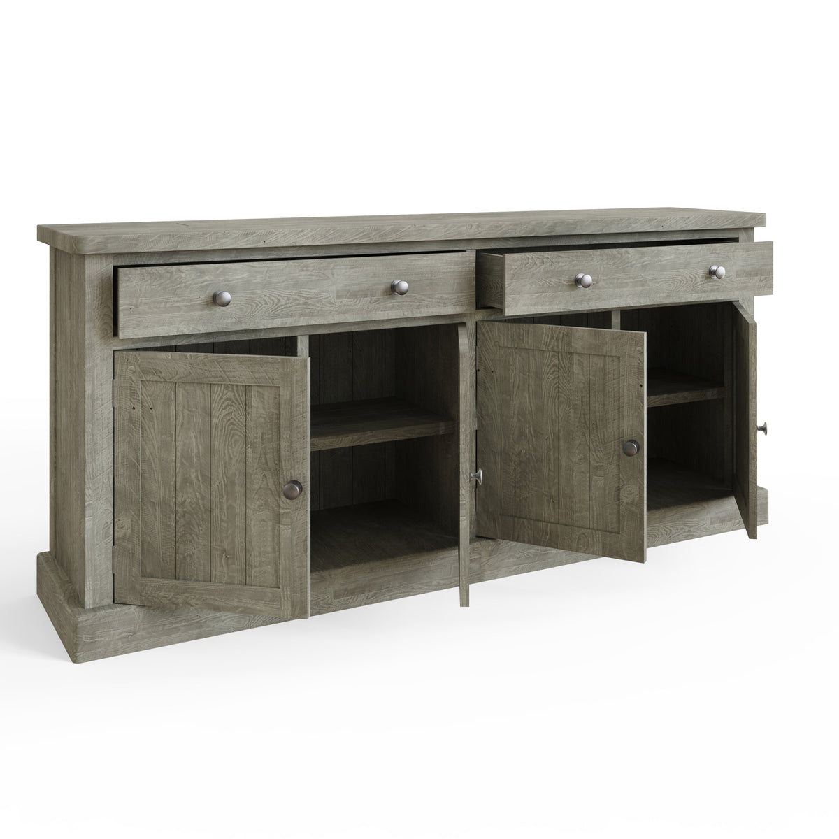 Bowood Large Straight Sideboard 4 Door Solid Wood Limewash