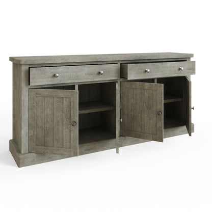 Bowood Large Straight Sideboard 4 Door Solid Wood Limewash