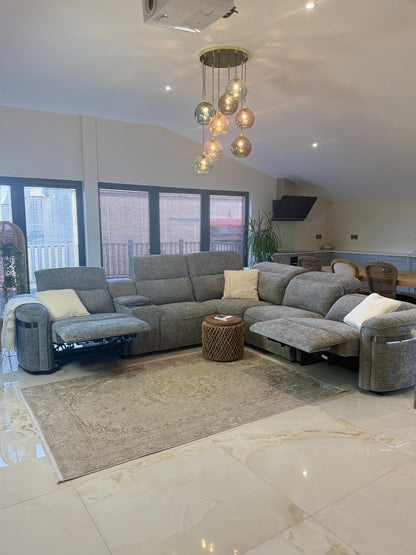 Bicester Electric Recliner Sofa Grey Large Corner
