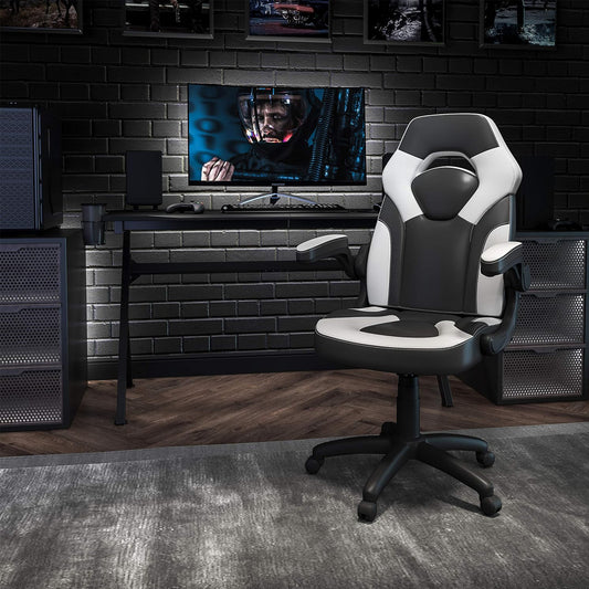 X10 Black & White Faux Leather Racer Style Gaming Office Chair