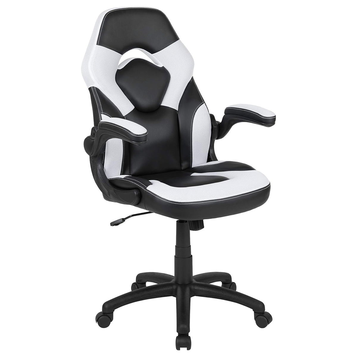 Black & White Faux Leather Racer Style Gaming Office Chair