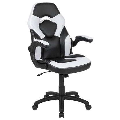 Black & White Faux Leather Racer Style Gaming Office Chair