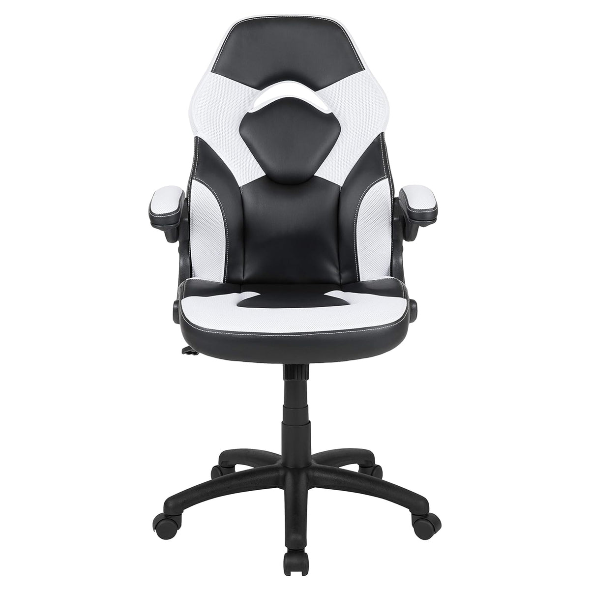 Black & White Faux Leather Racer Style Gaming Office Chair