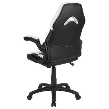 Black & White Faux Leather Racer Style Gaming Office Chair