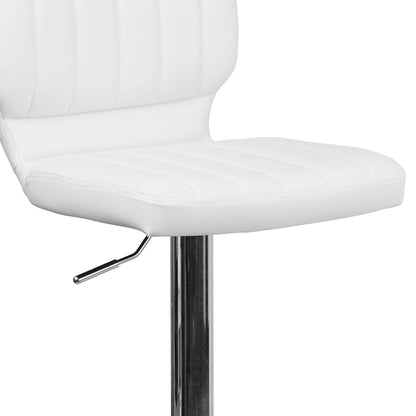 Set Of 2 White Faux Leather Rotating Barstools