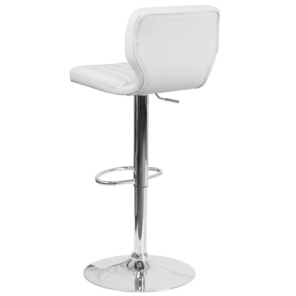Set Of 2 White Faux Leather Rotating Barstools