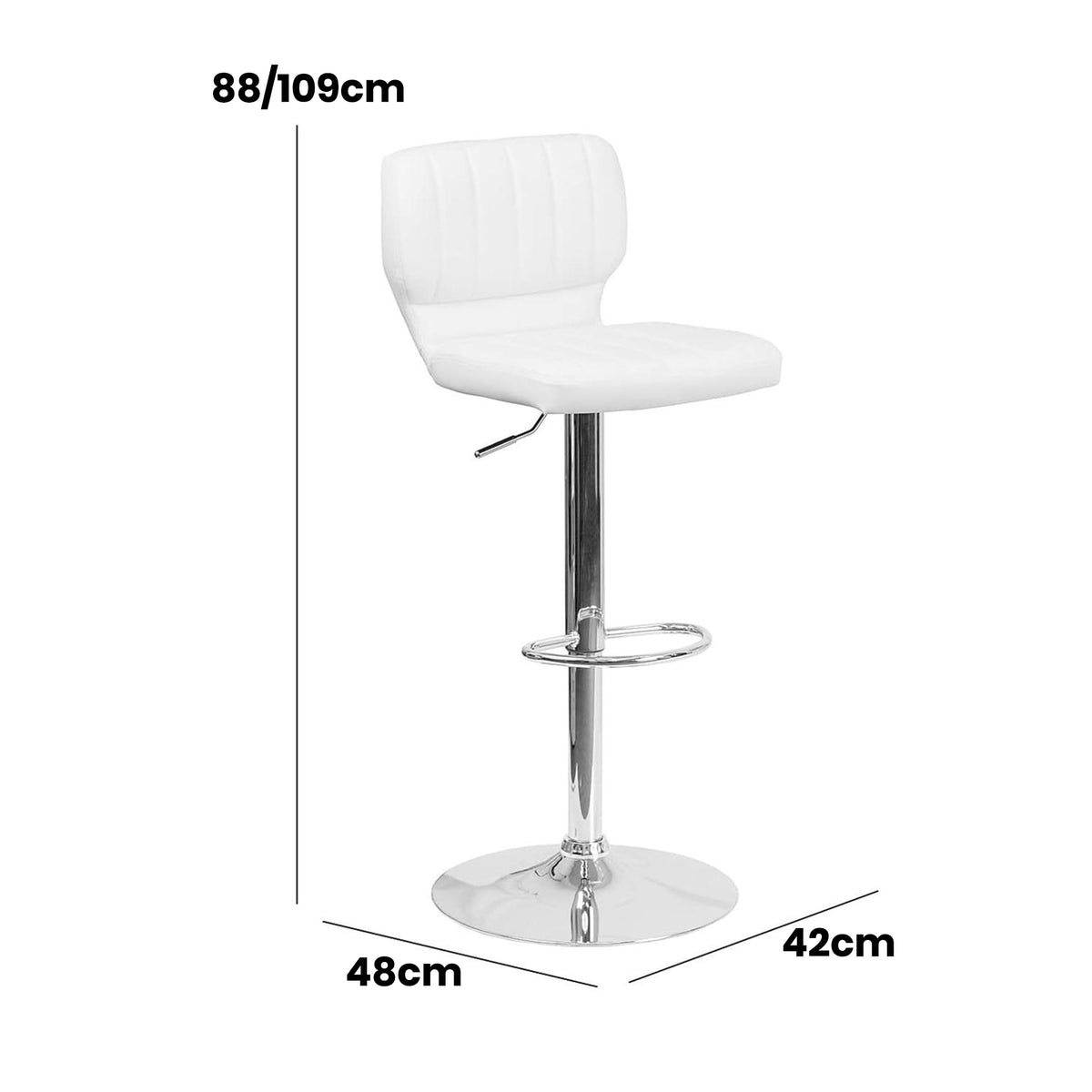 Set Of 2 White Faux Leather Rotating Barstools