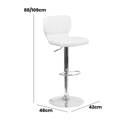 Set Of 2 White Faux Leather Rotating Barstools