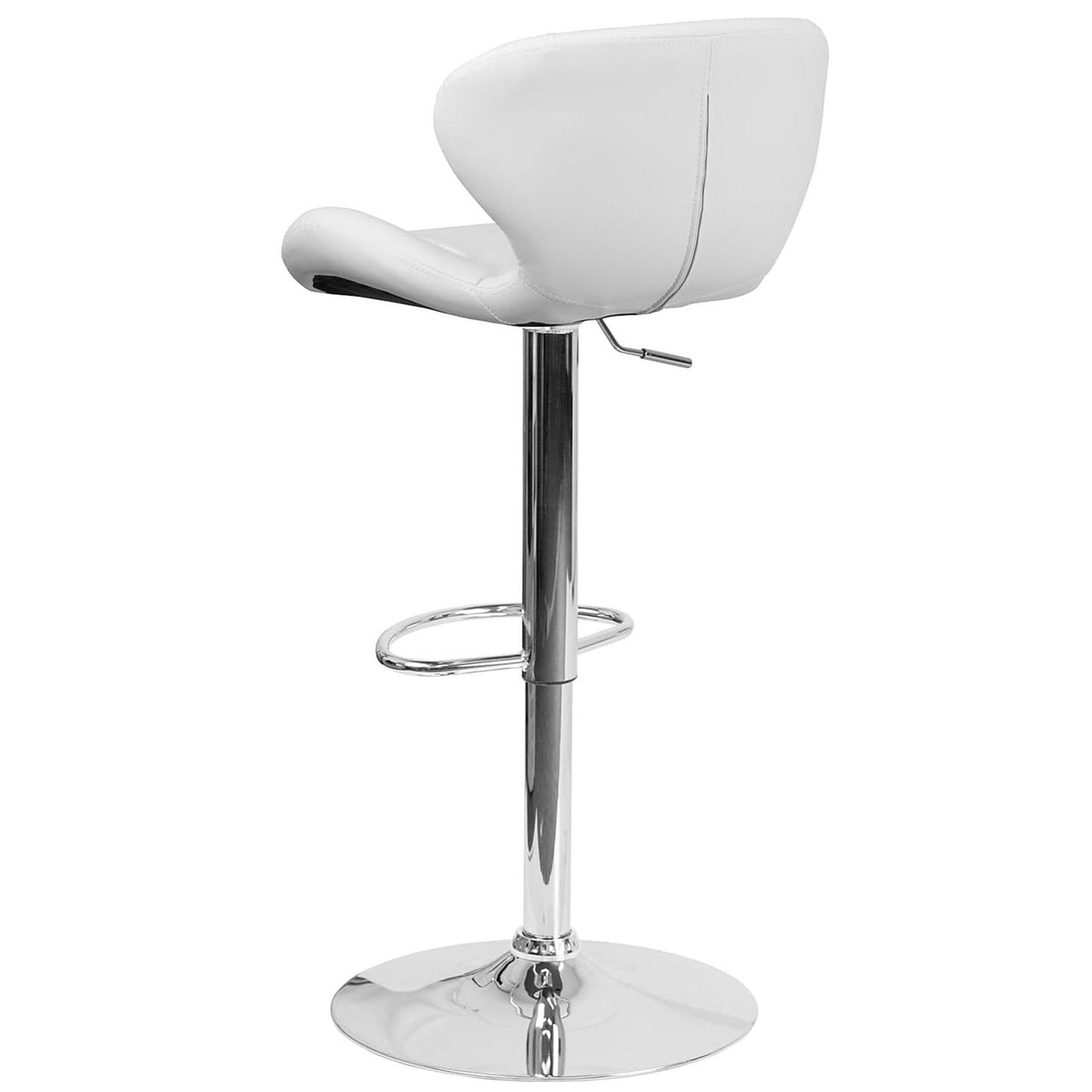 Set Of 2 White Faux Leather Curved Rotating Barstools