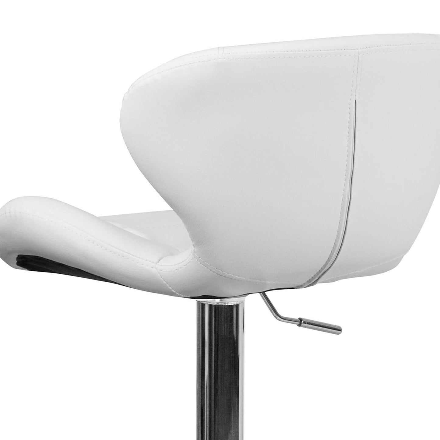 Set Of 2 White Faux Leather Curved Rotating Barstools