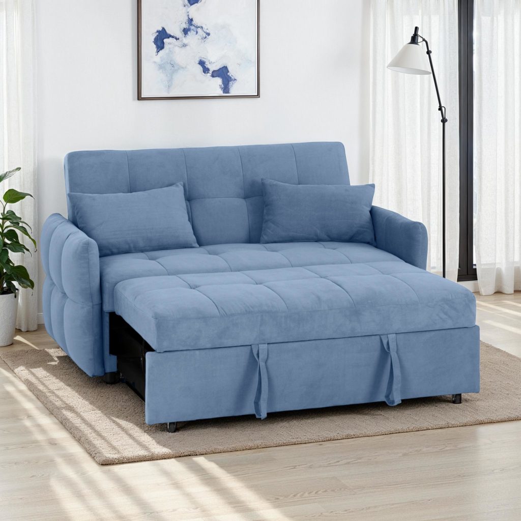 Chelsea Sofa Bed – Blue Fabric or Silver Grey Fabric Finish