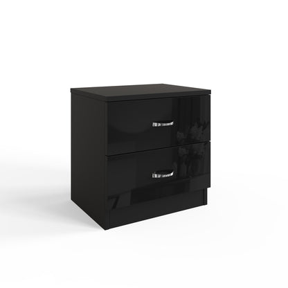 Chilton 2 Drawer Bedside Cabinet - Black Gloss Front