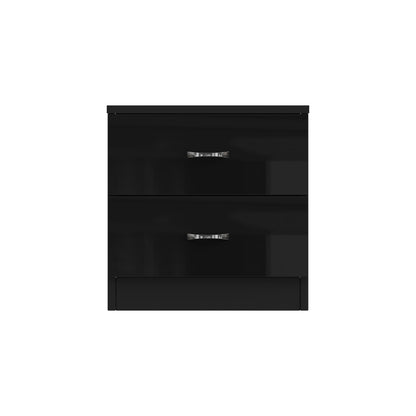Chilton 2 Drawer Bedside Cabinet - Black Gloss Front
