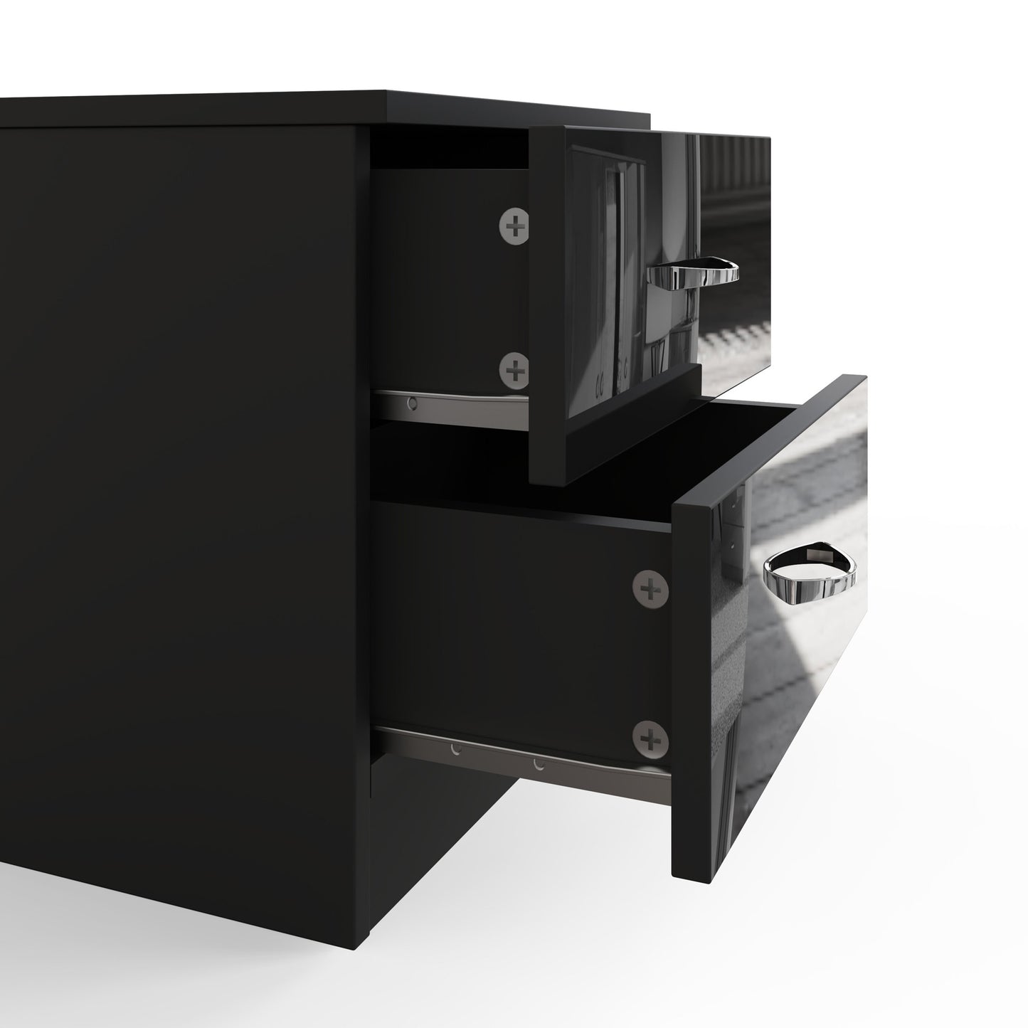Chilton 2 Drawer Bedside Cabinet - Black Gloss Front