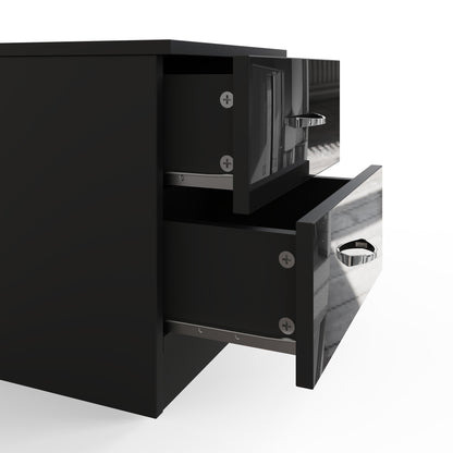 Chilton 2 Drawer Bedside Cabinet - Black Gloss Front