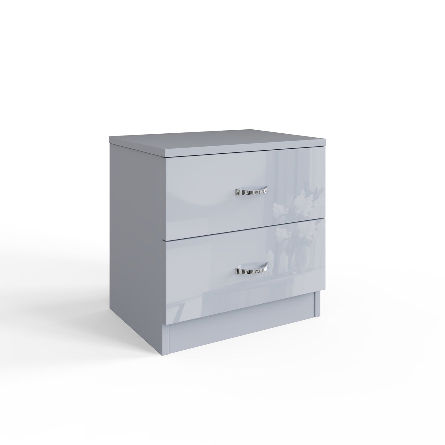 Chilton 2 Drawer Bedside Cabinet - Grey Gloss Front