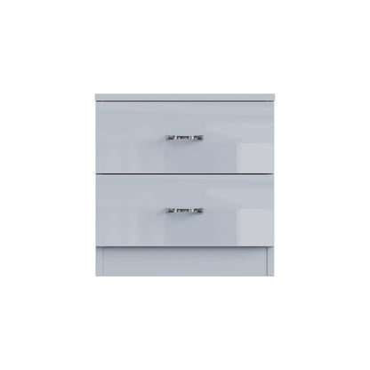 Chilton 2 Drawer Bedside Cabinet - Grey Gloss Front