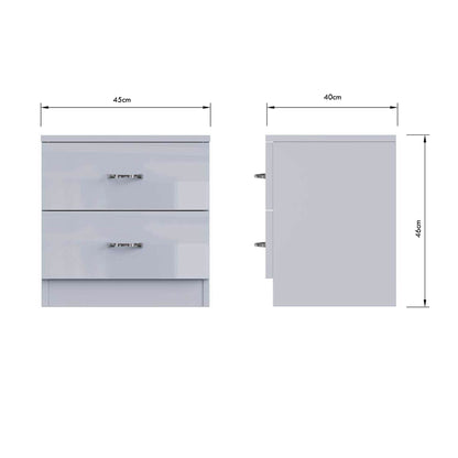 Chilton 2 Drawer Bedside Cabinet - Grey Gloss Front