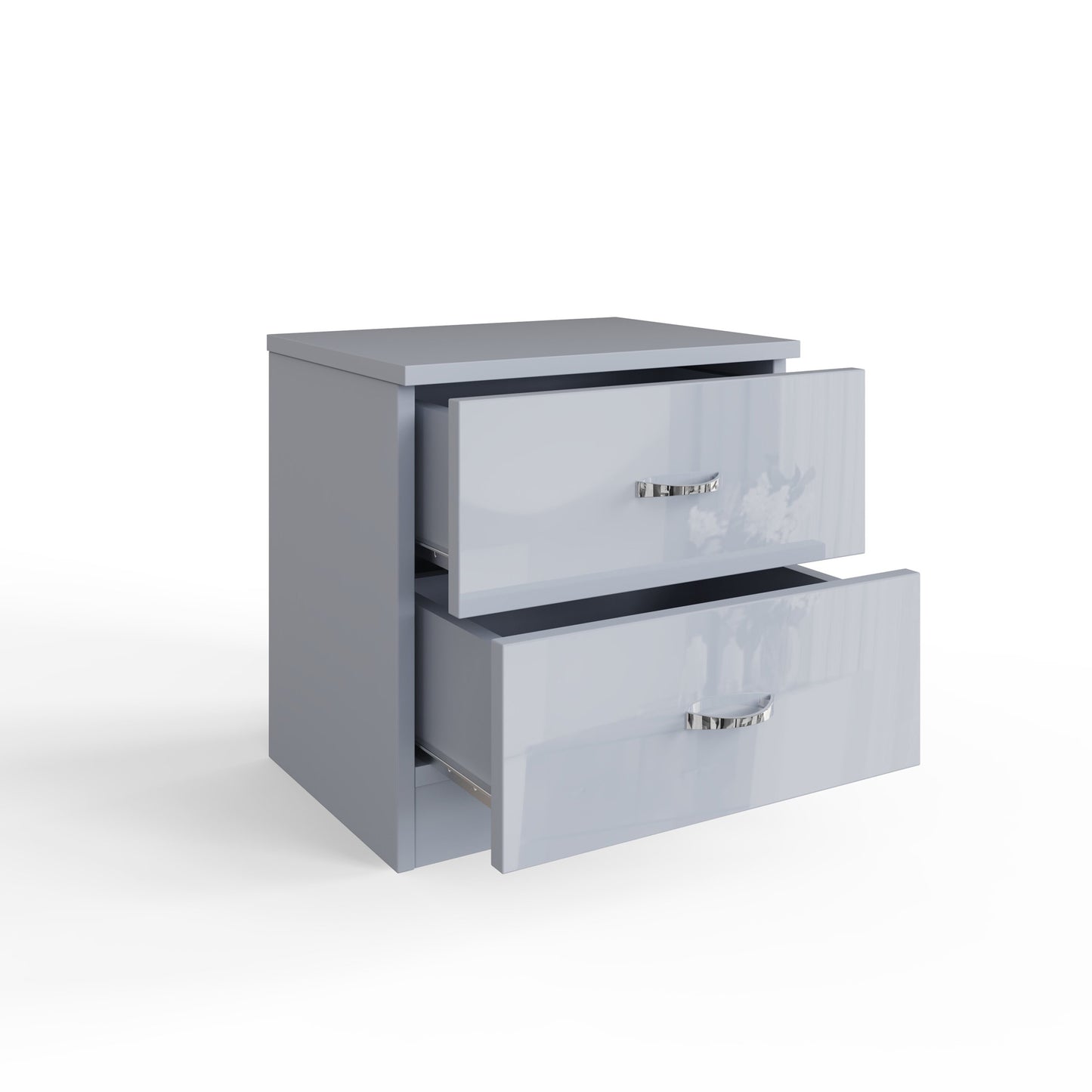 Chilton 2 Drawer Bedside Cabinet - Grey Gloss Front