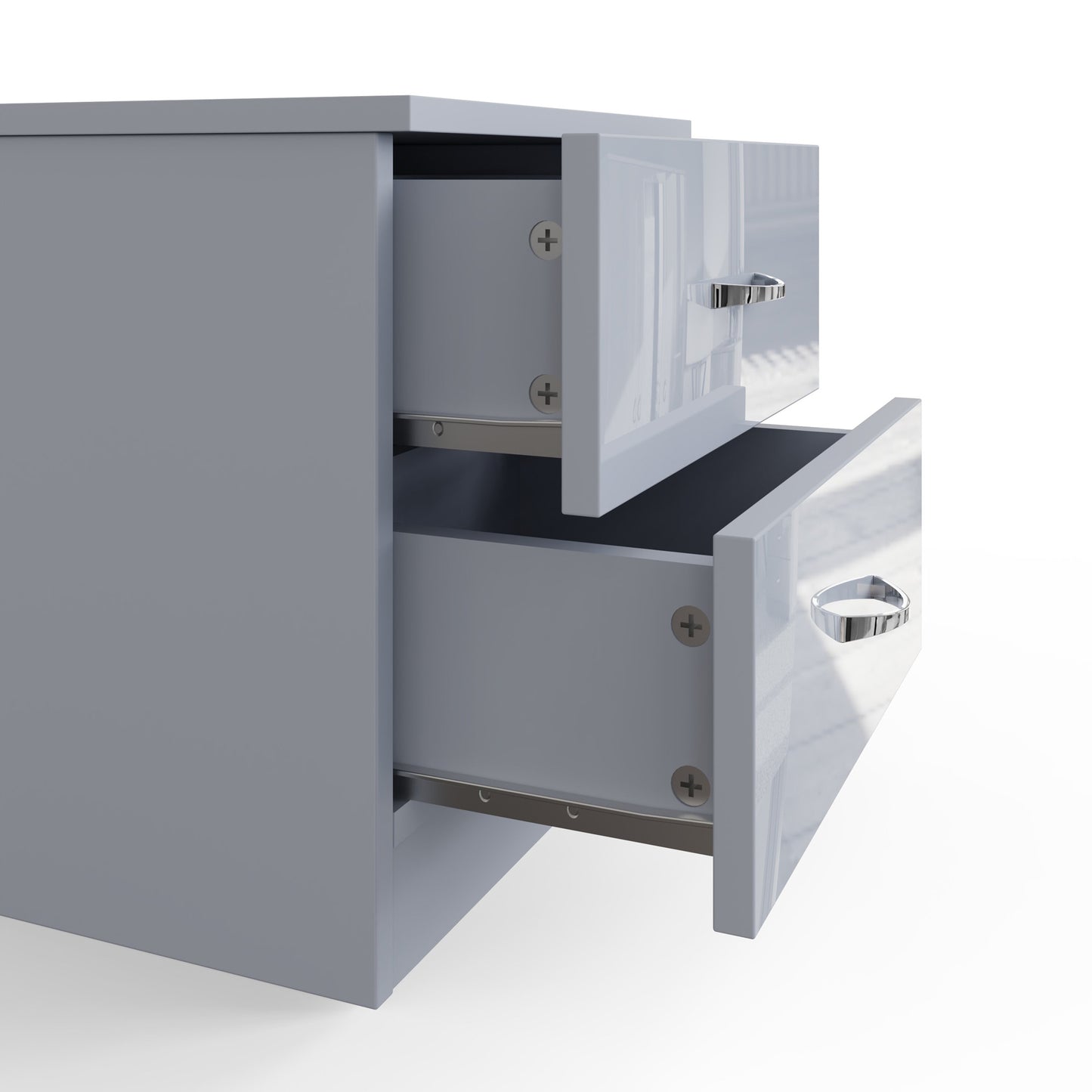 Chilton 2 Drawer Bedside Cabinet - Grey Gloss Front