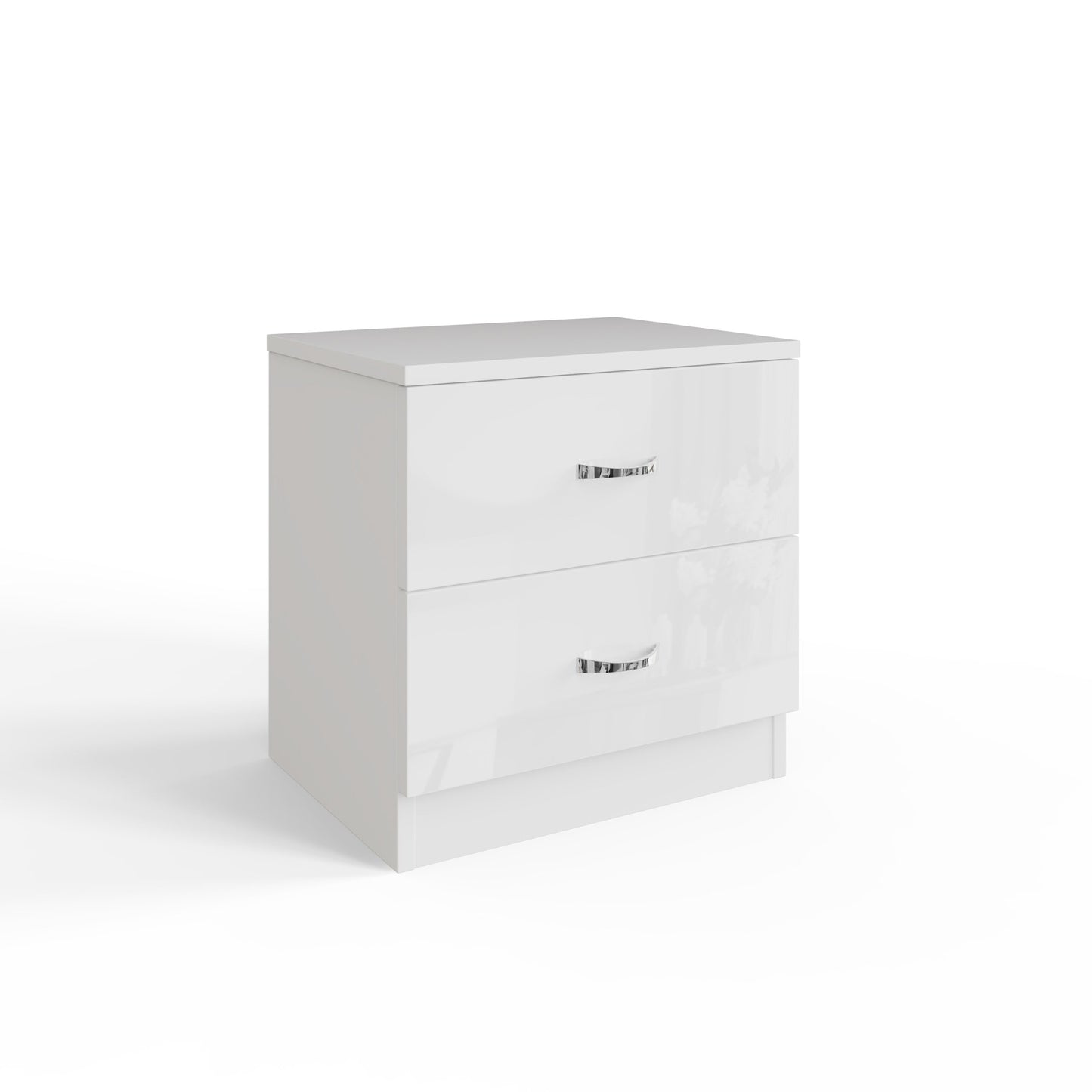 Chilton 2 Drawer Bedside Cabinet - White Gloss Front
