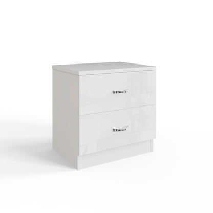 Chilton 2 Drawer Bedside Cabinet - White Gloss Front