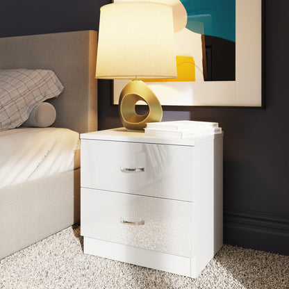 Chilton 2 Drawer Bedside Cabinet - White Gloss Front