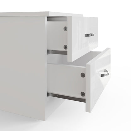 Chilton 2 Drawer Bedside Cabinet - White Gloss Front