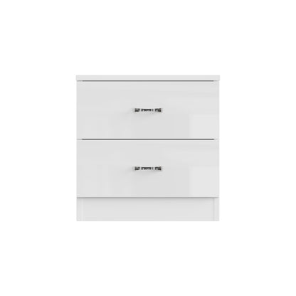 Chilton 2 Drawer Bedside Cabinet - White Gloss Front