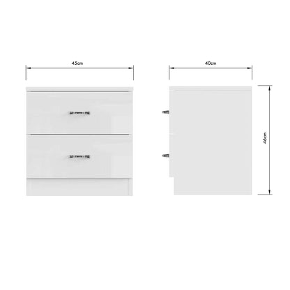 Chilton 2 Drawer Bedside Cabinet - White Gloss Front