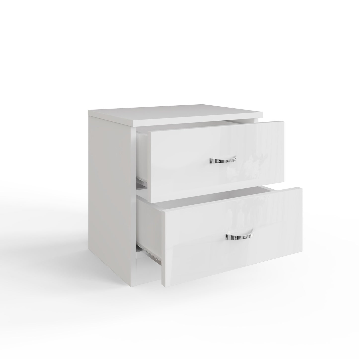 Chilton 2 Drawer Bedside Cabinet - White Gloss Front