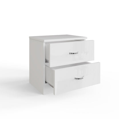 Chilton 2 Drawer Bedside Cabinet - White Gloss Front