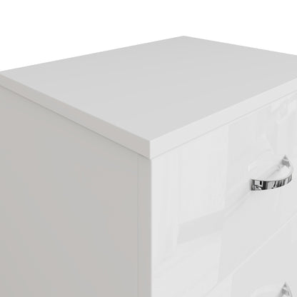 Chilton 2 Drawer Bedside Cabinet - White Gloss Front