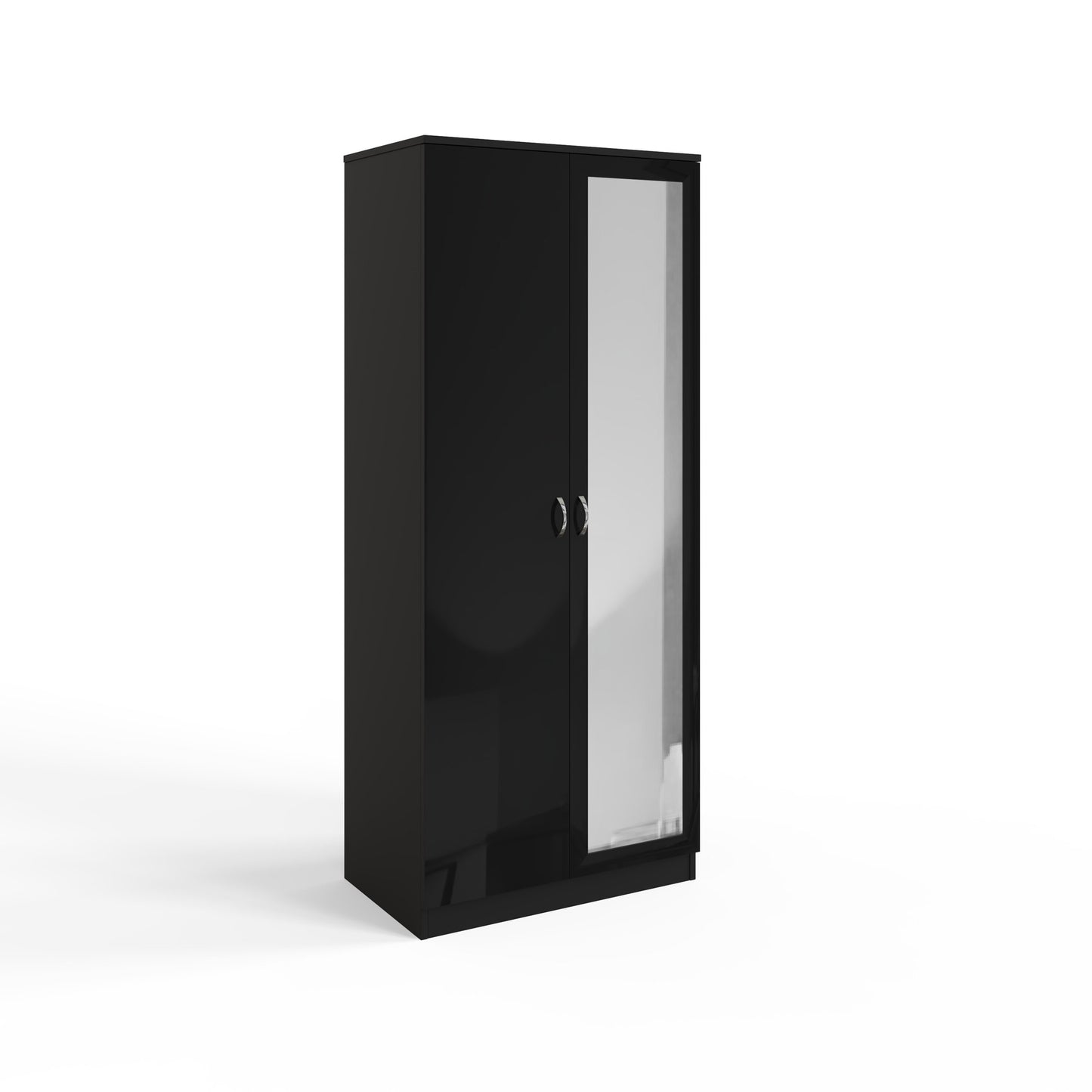 Chilton 2 Door Wardrobe With Mirror - Black Gloss Front