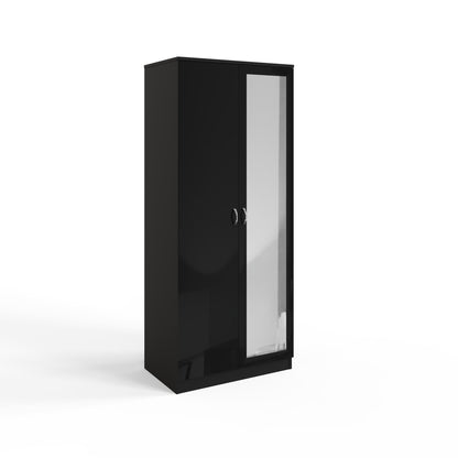 Chilton 2 Door Wardrobe With Mirror - Black Gloss Front