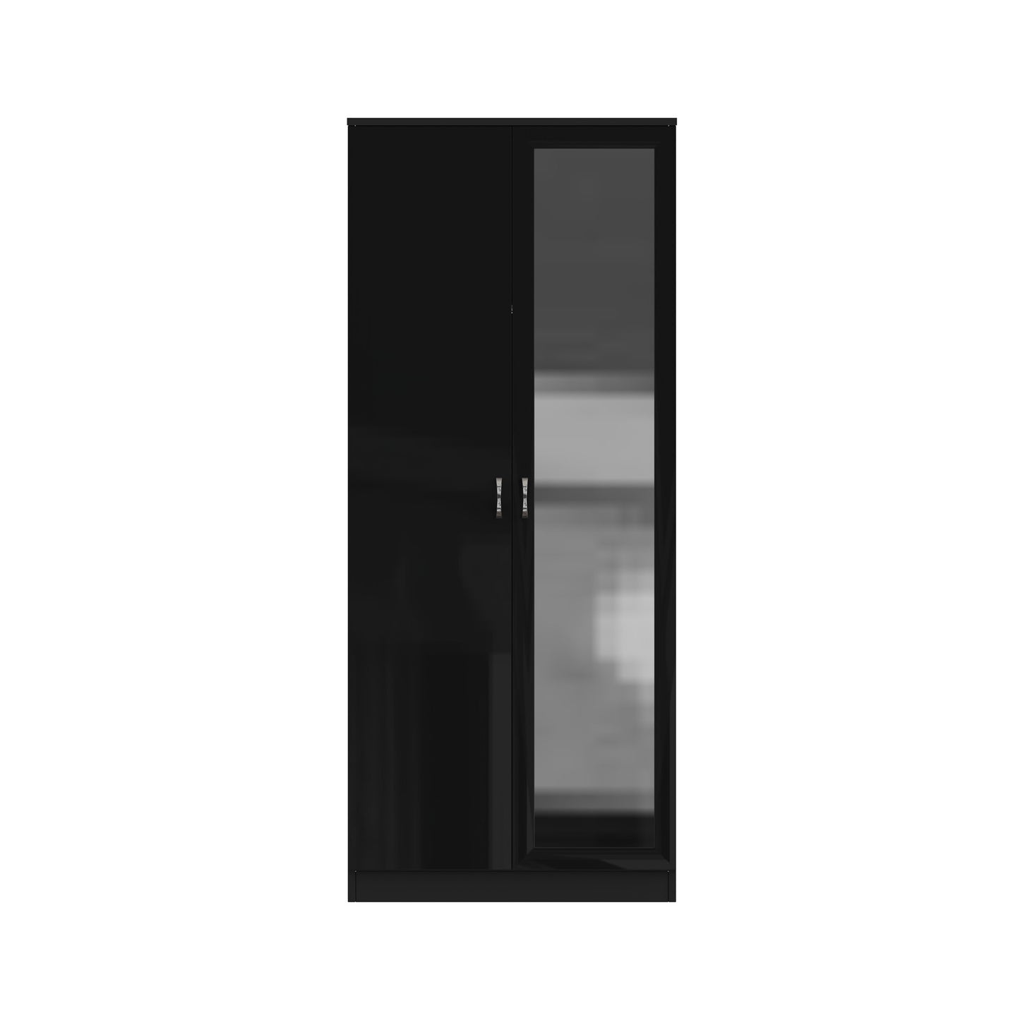 Chilton 2 Door Wardrobe With Mirror - Black Gloss Front