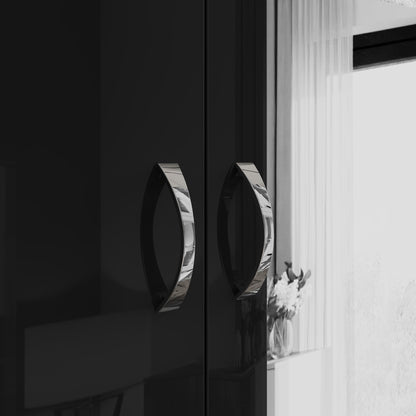 Chilton 2 Door Wardrobe With Mirror - Black Gloss Front