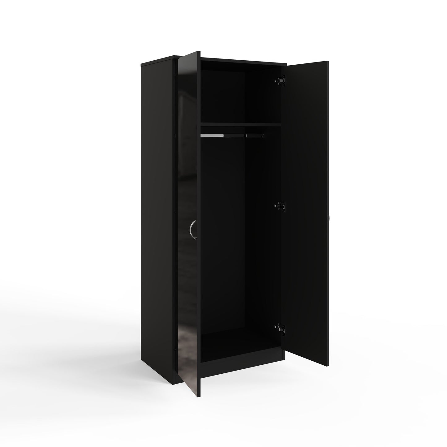 Chilton 2 Door Wardrobe With Mirror - Black Gloss Front