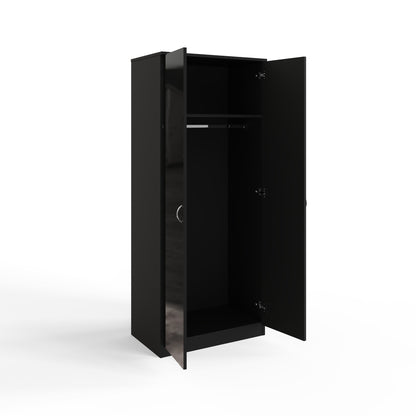 Chilton 2 Door Wardrobe With Mirror - Black Gloss Front