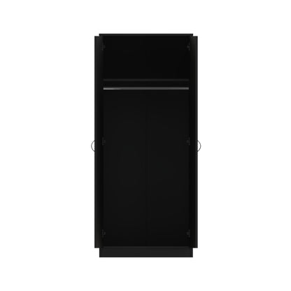 Chilton 2 Door Wardrobe With Mirror - Black Gloss Front