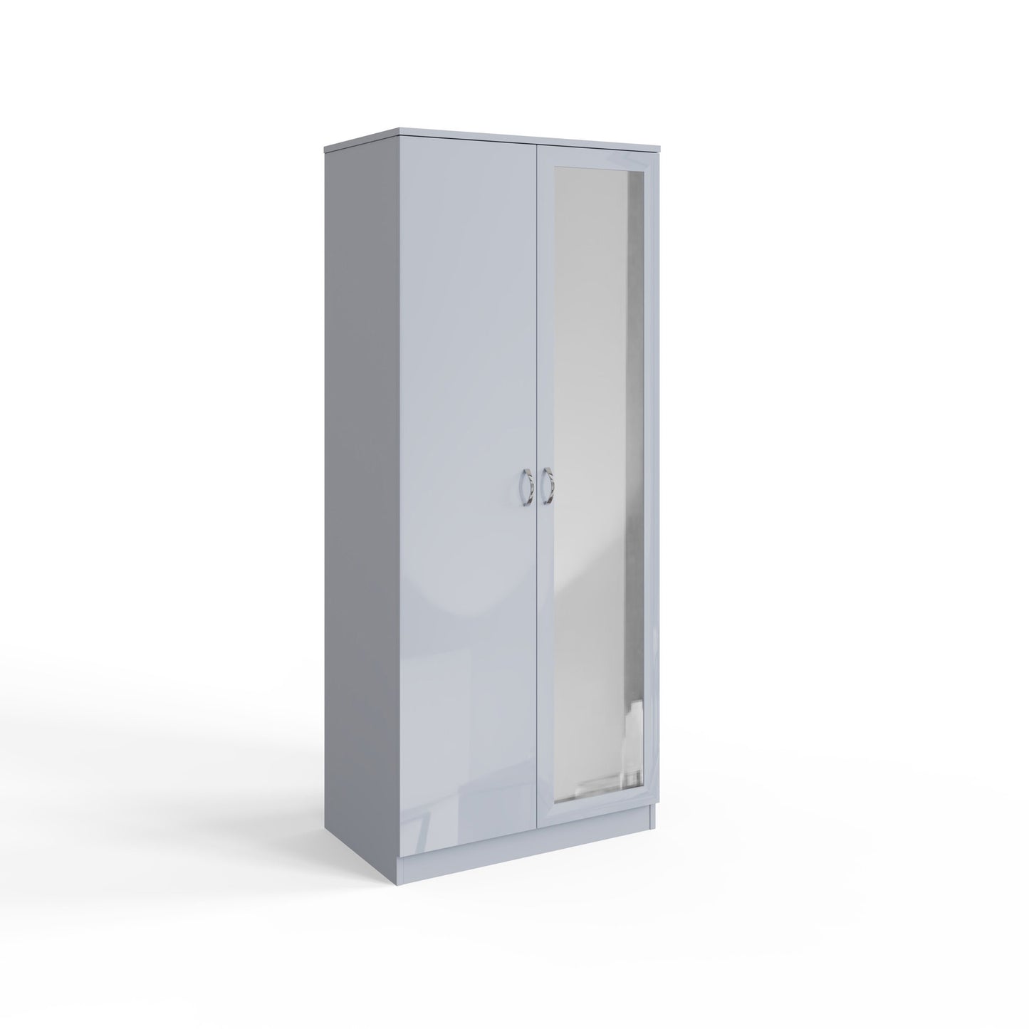 Chilton 2 Door Wardrobe With Mirror - Grey Gloss Front