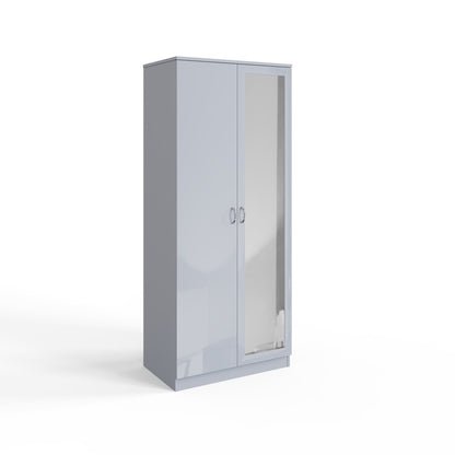 Chilton 2 Door Wardrobe With Mirror - Grey Gloss Front