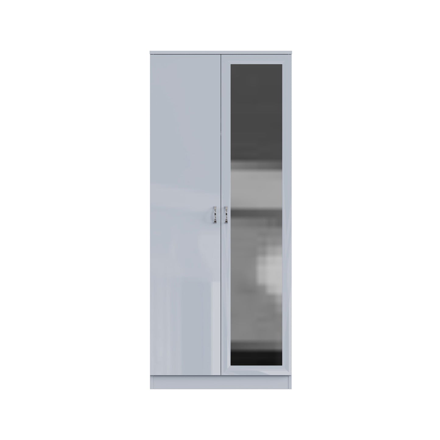 Chilton 2 Door Wardrobe With Mirror - Grey Gloss Front