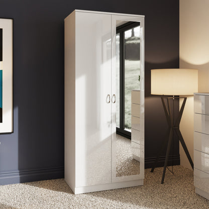 Chilton 2 Door Wardrobe With Mirror - White Gloss Front